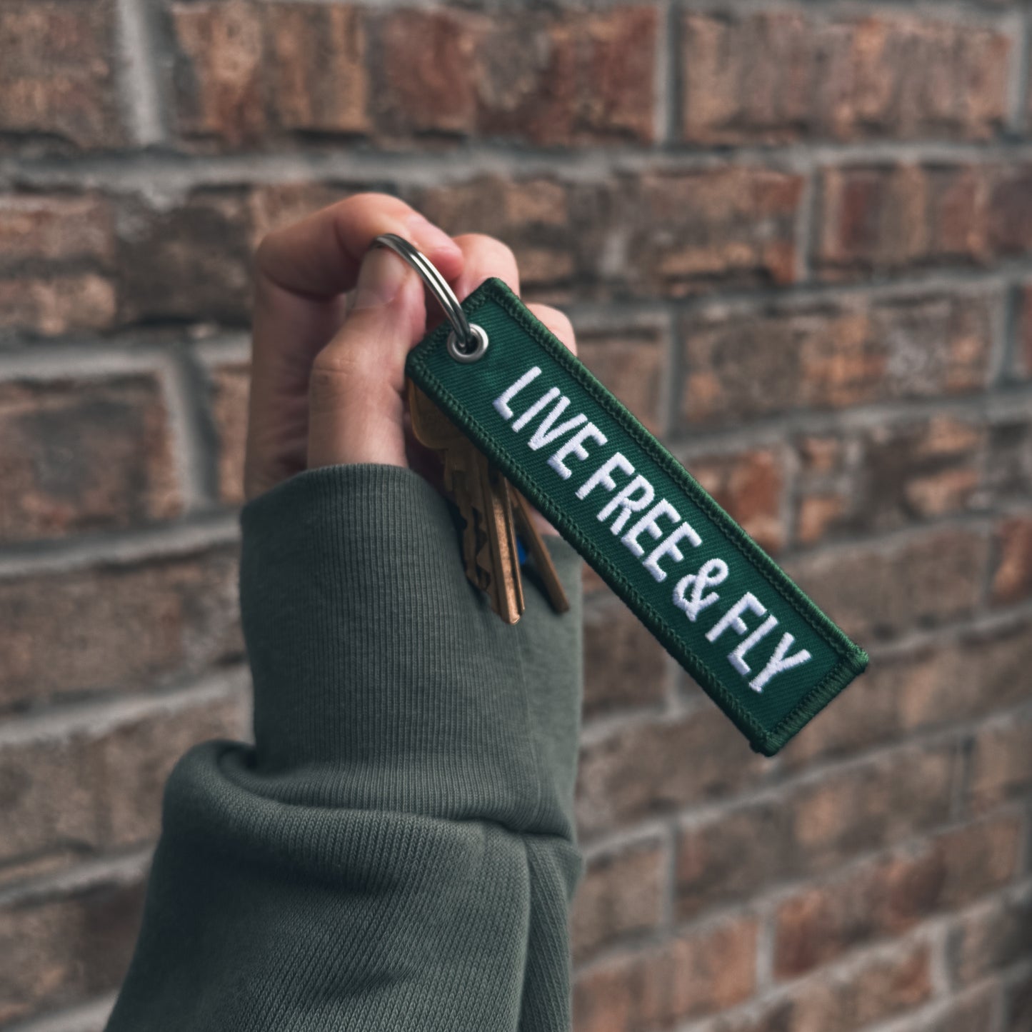 Live Free & Fly Keychain - Forest