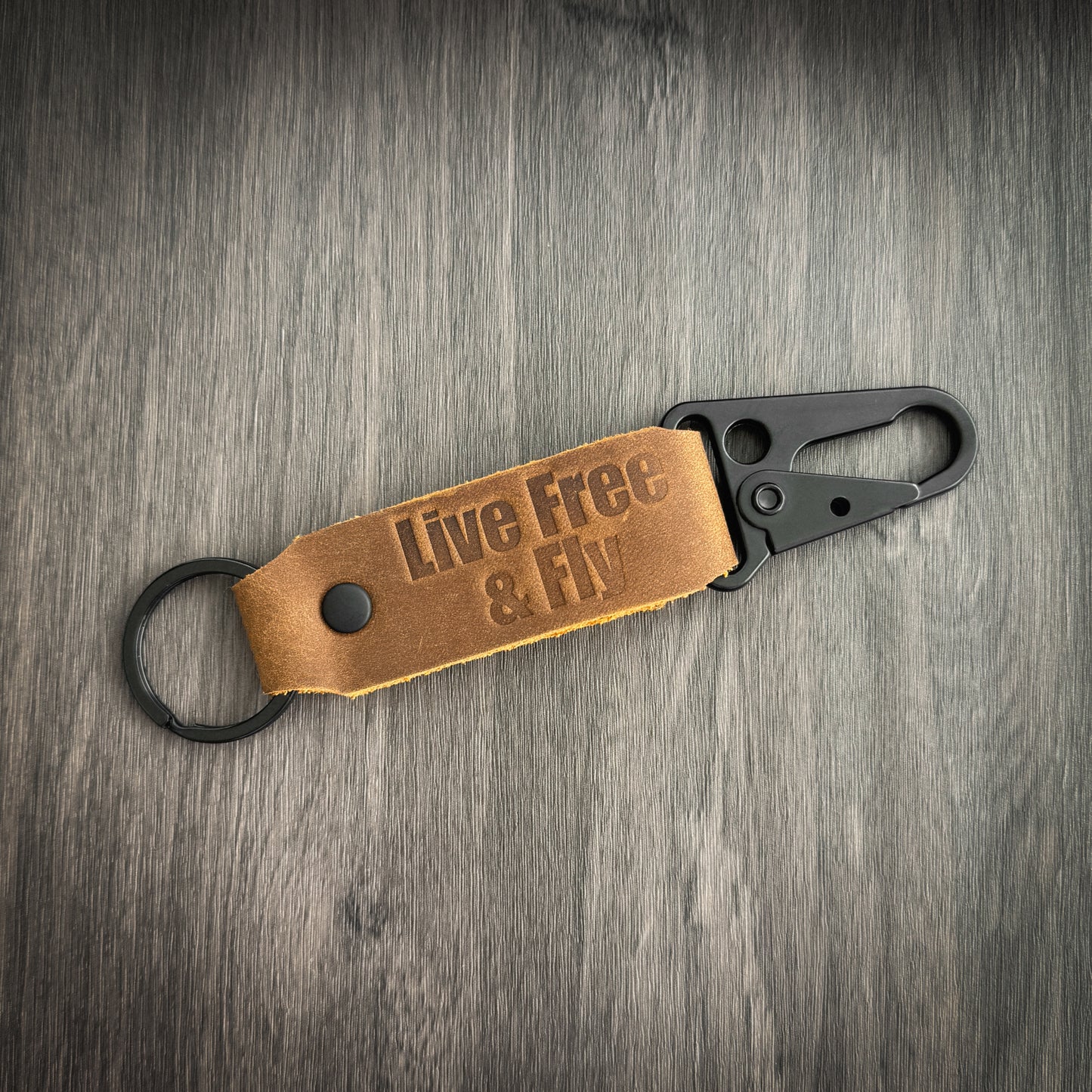Leather Live Free & Fly Keychain