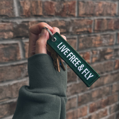 Live Free & Fly Keychain - Forest