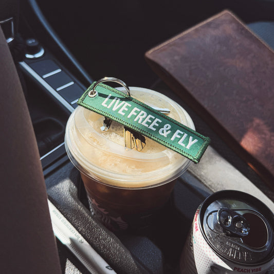 Live Free & Fly Keychain - Forest
