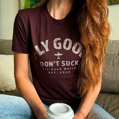 Fly Good Don't Suck Vintage Tee - Cardinal Black (Old Design)