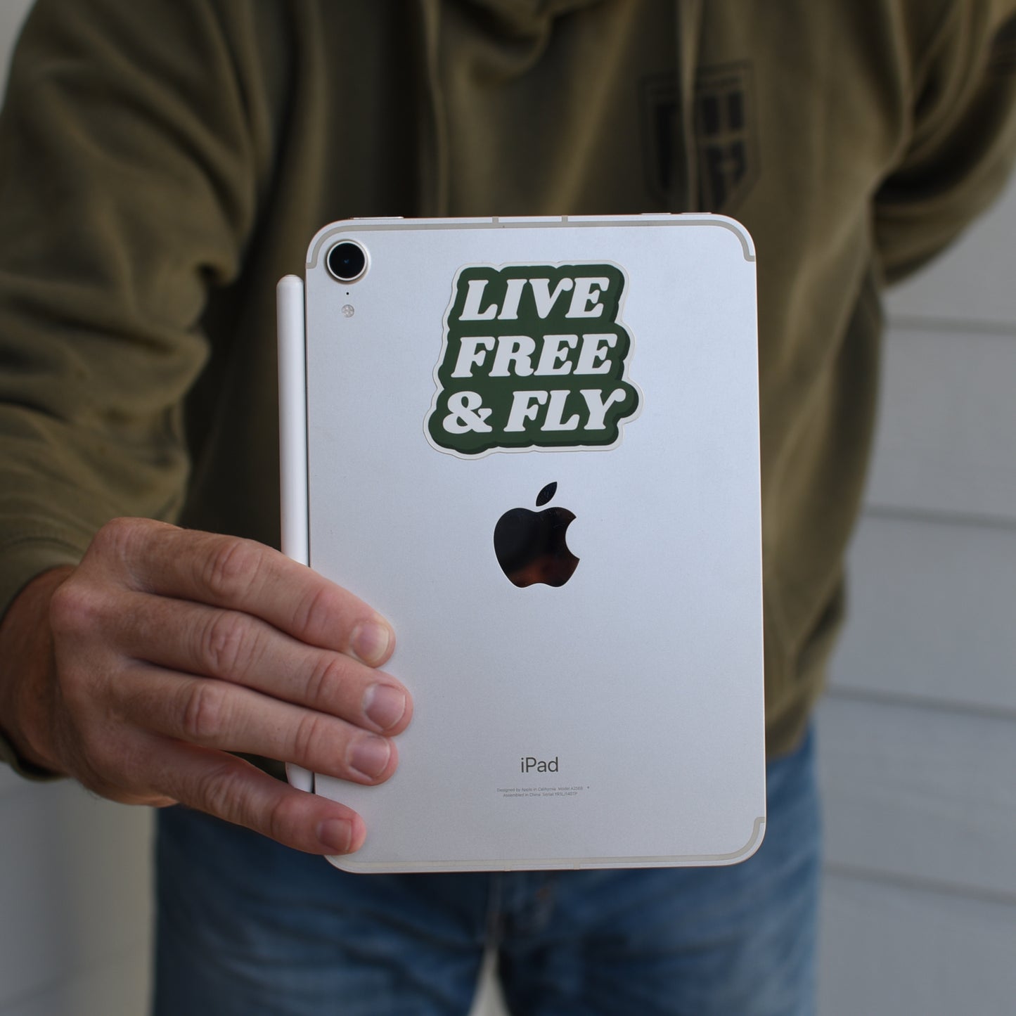 GREEN & WHITE TEXT STICKER  (LIVE FREE & FLY)
