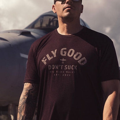 Fly Good Don't Suck Vintage Tee - Cardinal Black (Old Design)