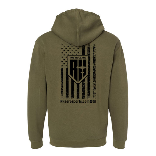 RH AEROSPORTS MILITARY GREEN FLAG HOODIE
