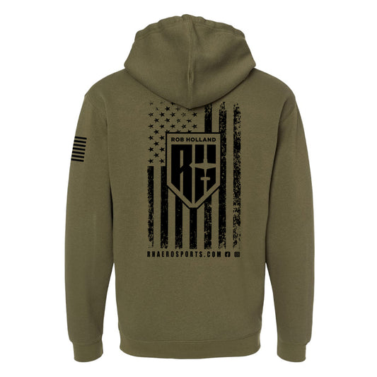 RH AEROSPORTS MILITARY GREEN FLAG HOODIE